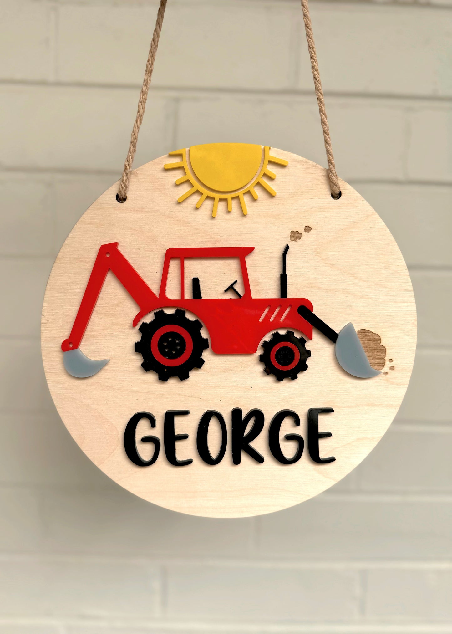 Construction Digger Room Sign
