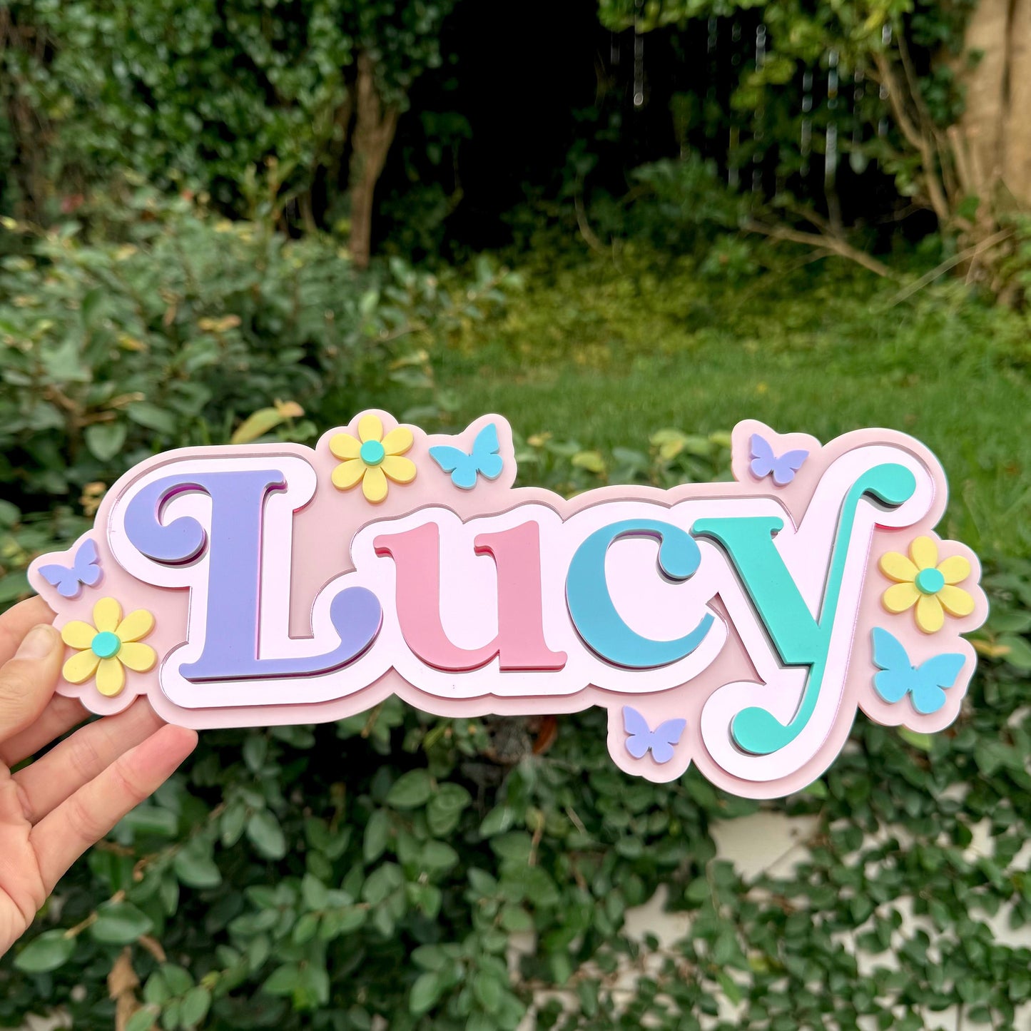 Flower & Butterfly Name Plaque