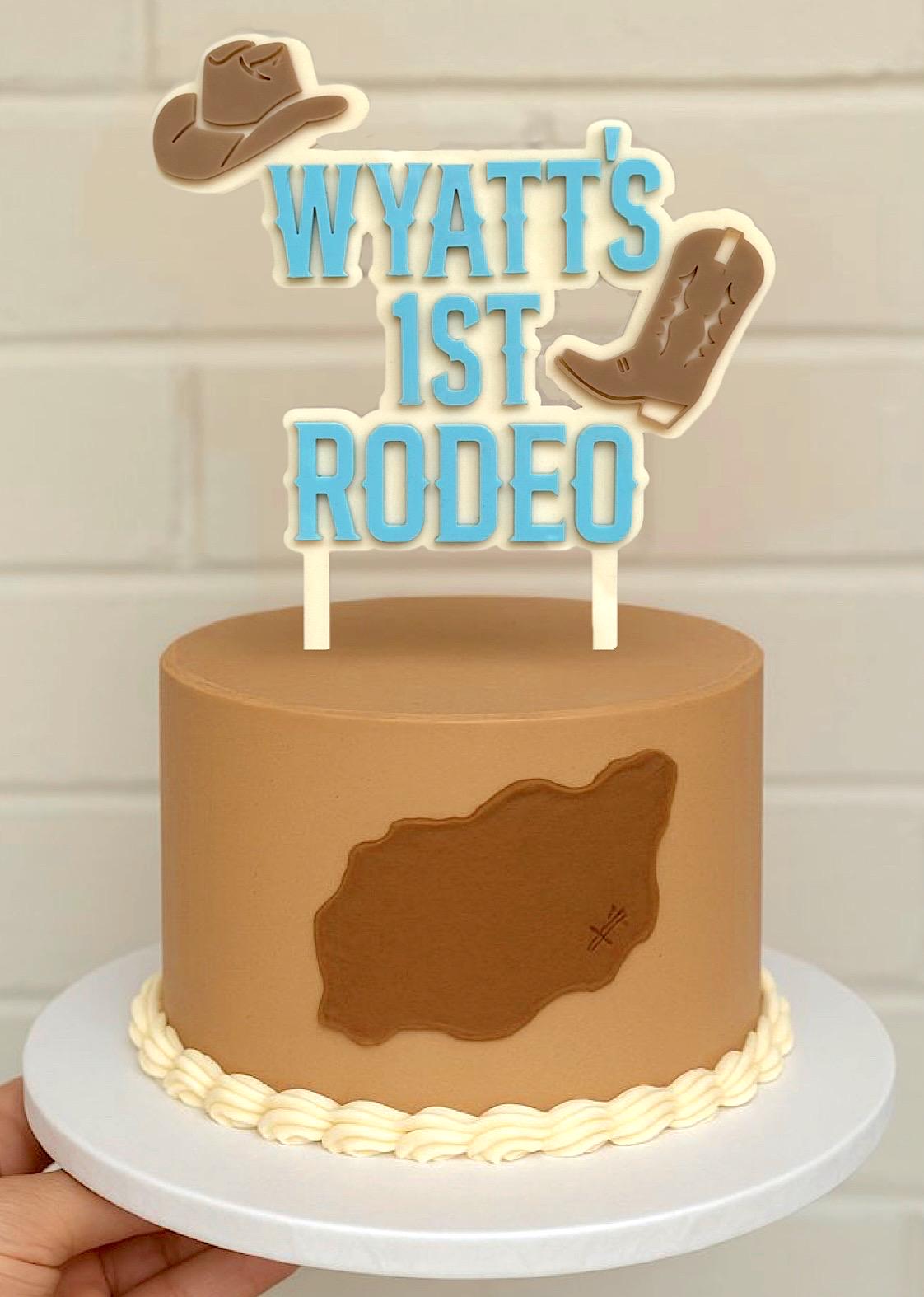 Cowboy First Rodeo Cake Topper
