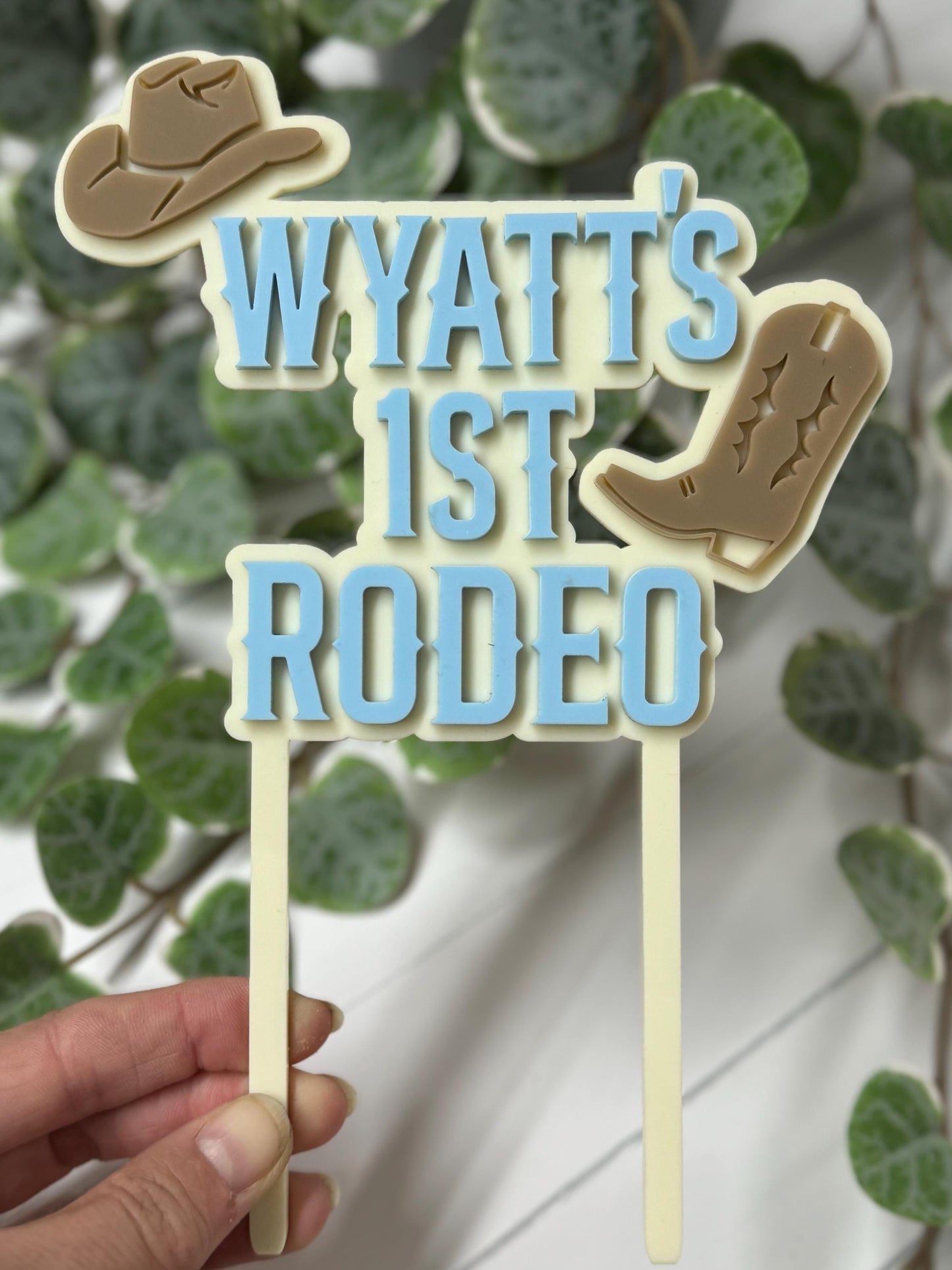Cowboy First Rodeo Cake Topper