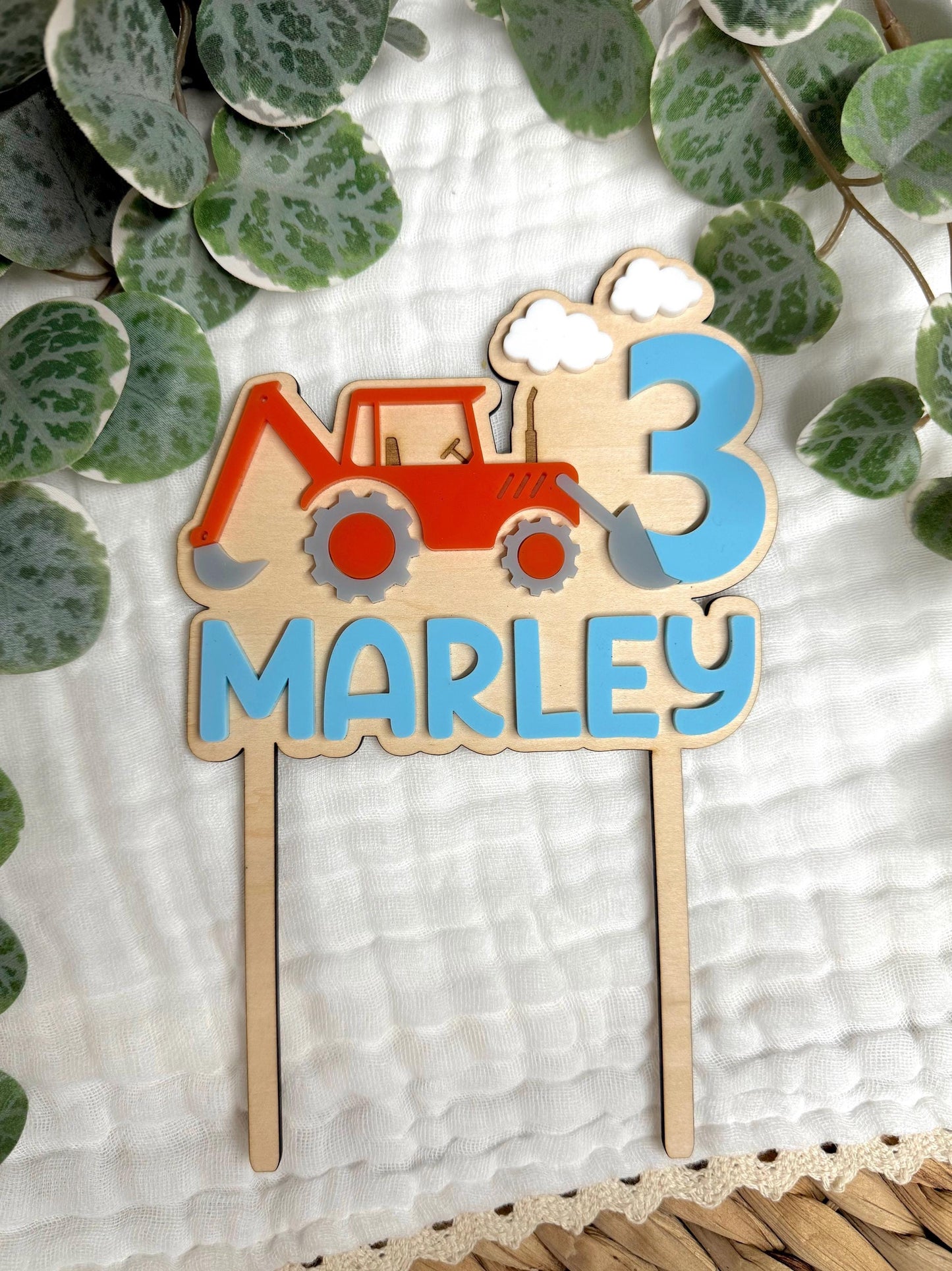 Construction Cake Topper - Wooden
