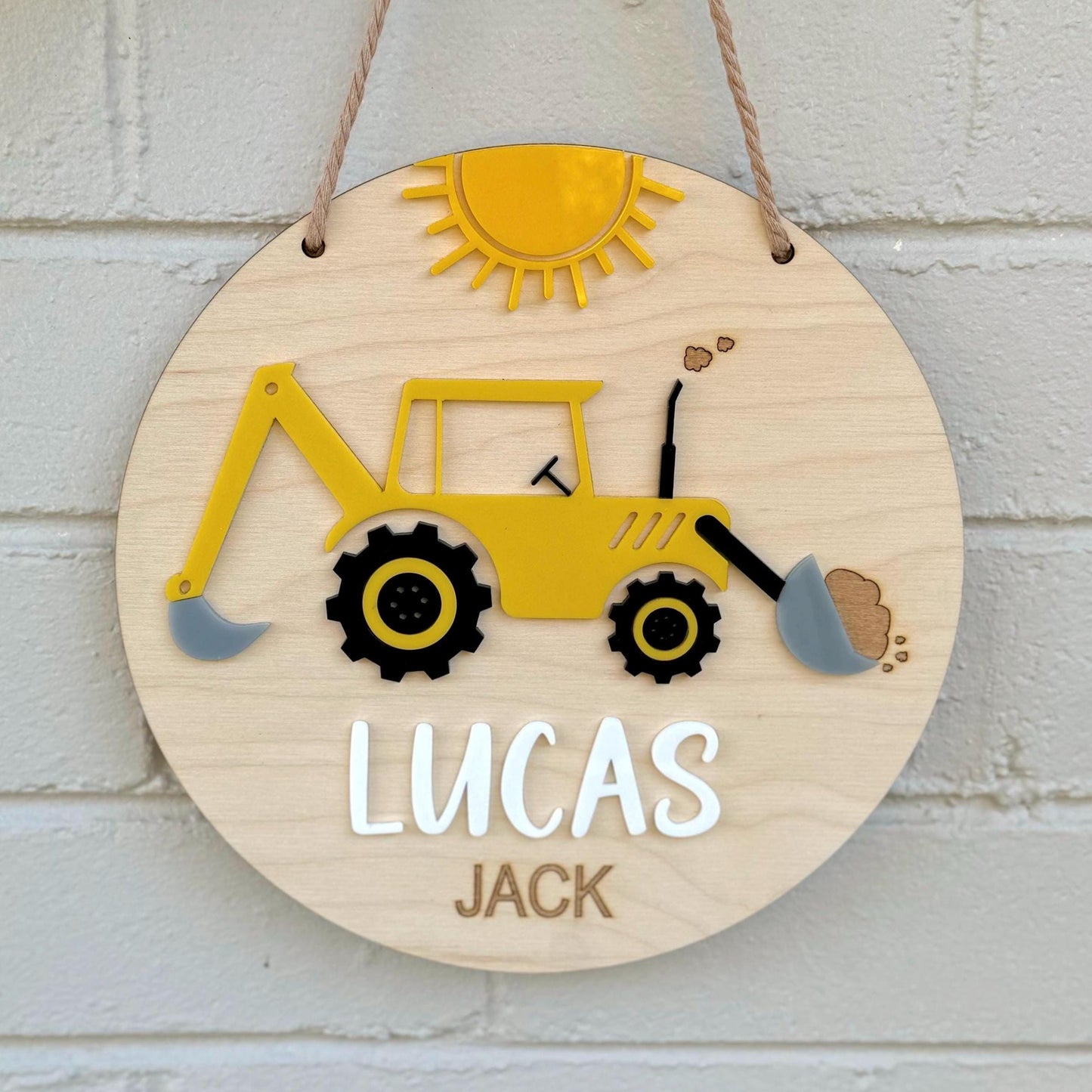 Construction Digger Room Sign
