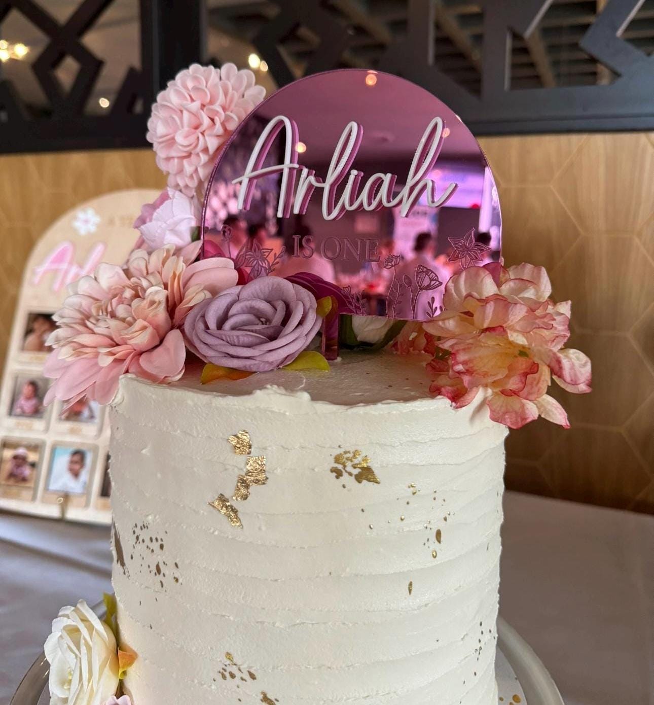 Floral Acrylic Cake Topper