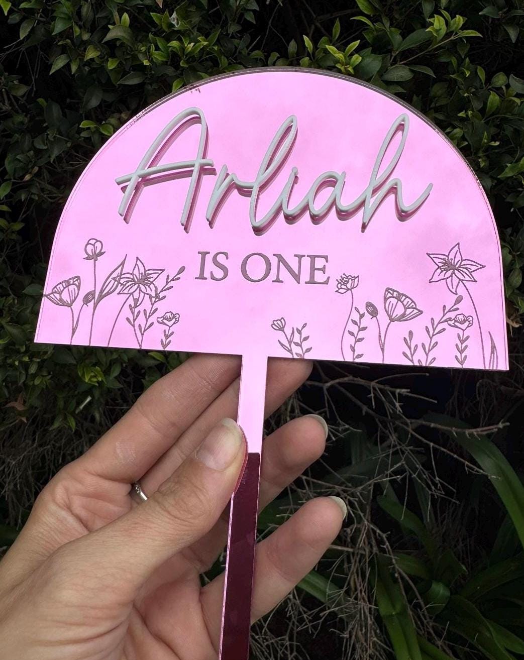 Floral Acrylic Cake Topper
