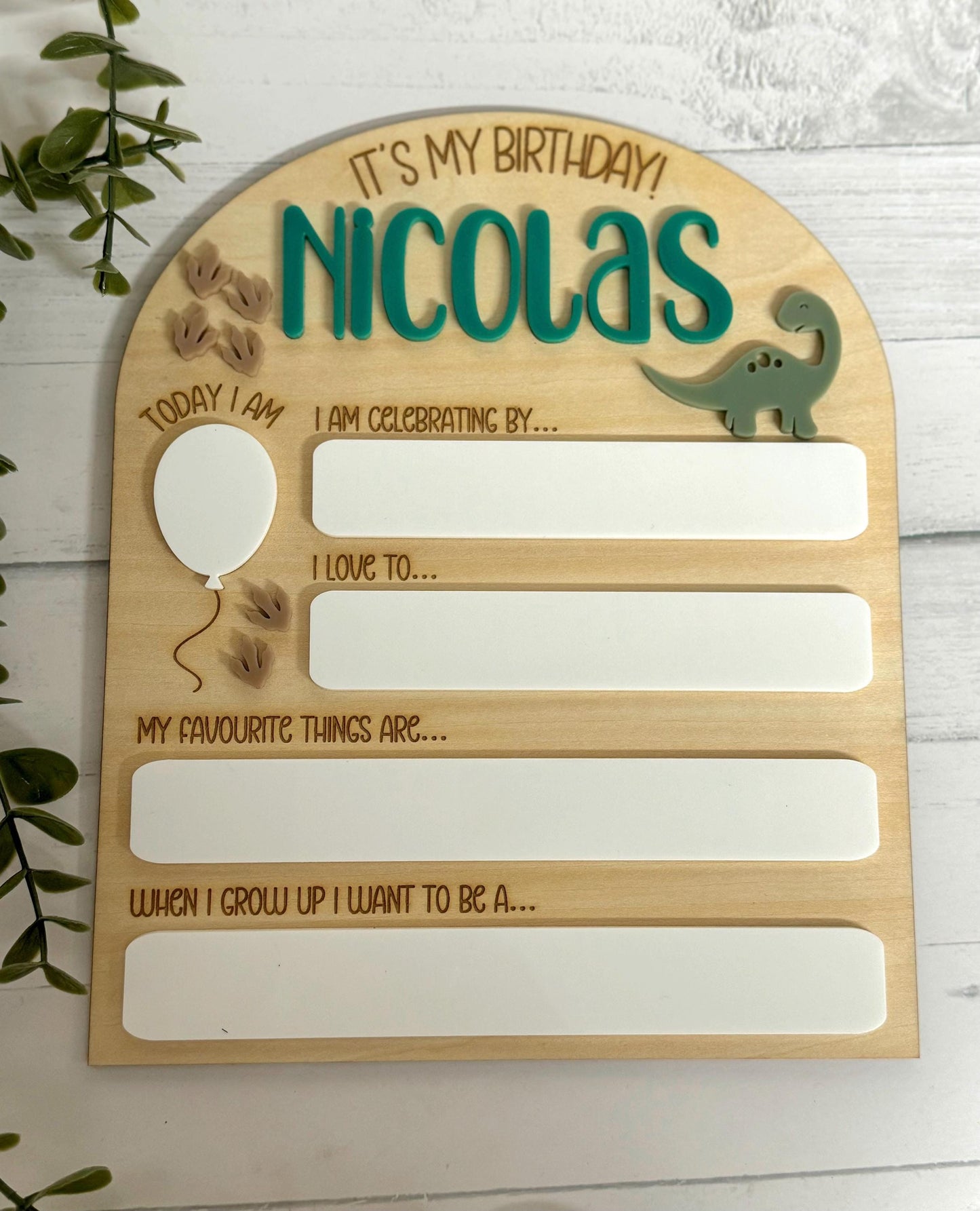 "IT'S MY BIRTHDAY" Dinosaur Birthday Board