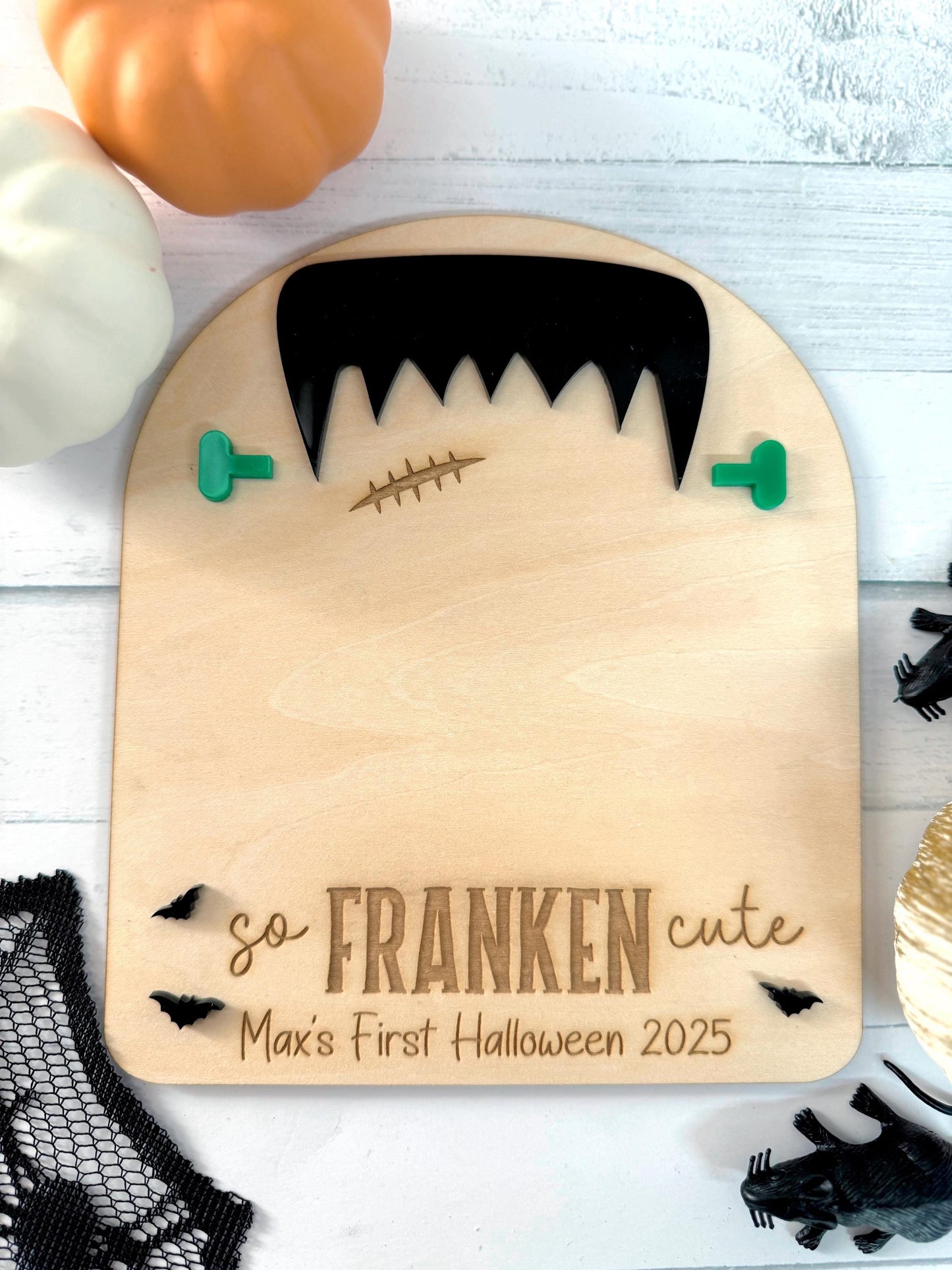 So Franken Cute Halloween Footprint Plaque