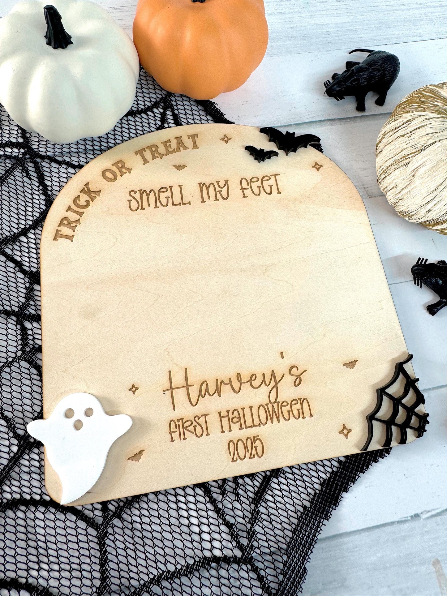 Trick or Treat Halloween Footprint Plaque