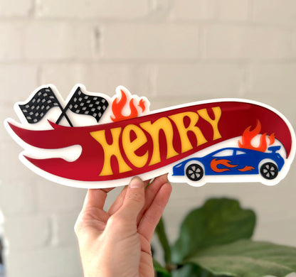 Racing Car Name Plaque