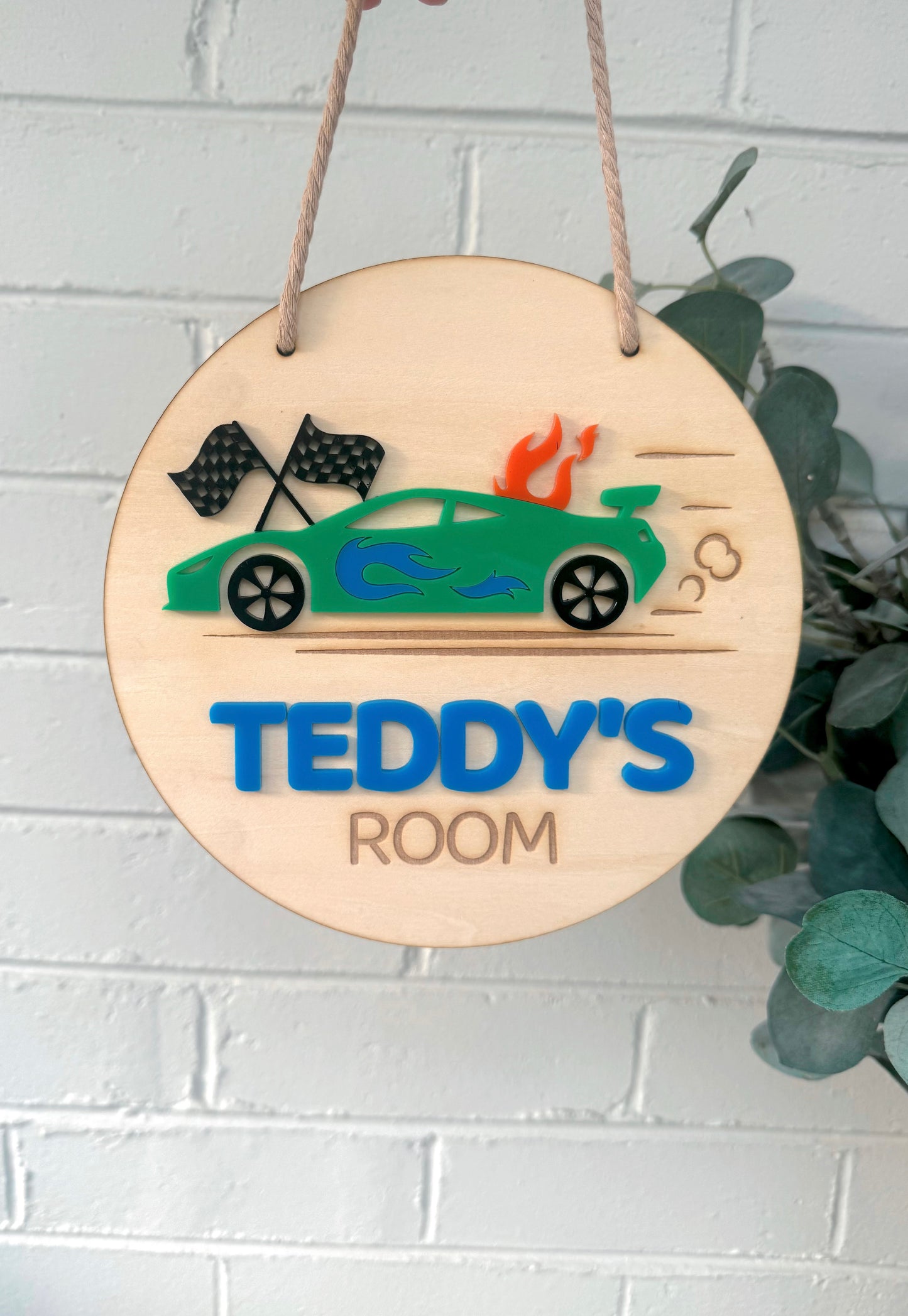 Racing Car Room Plaque