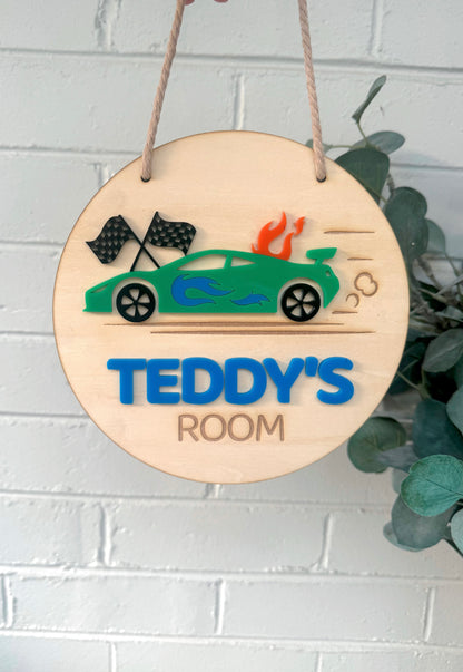 Racing Car Room Plaque