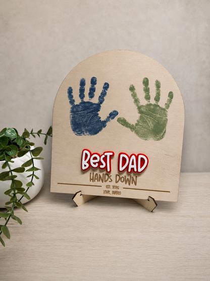 DIY Fathers Day Handprint Plaque