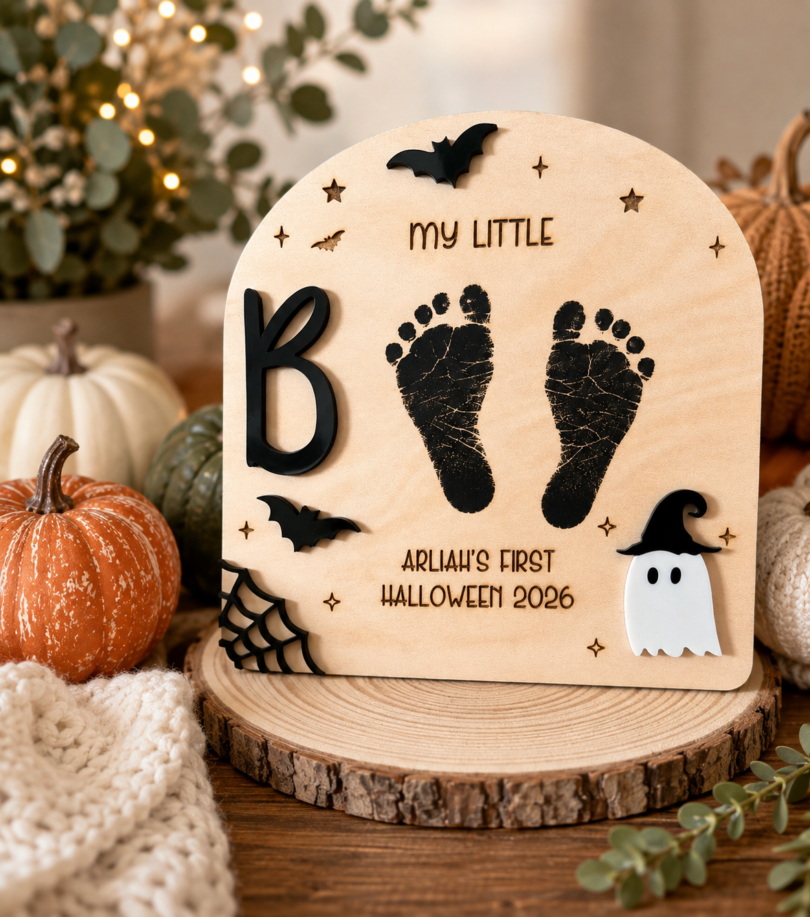 DIY Halloween Footprint Plaque