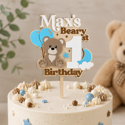 Beary First Birthday Cake Topper