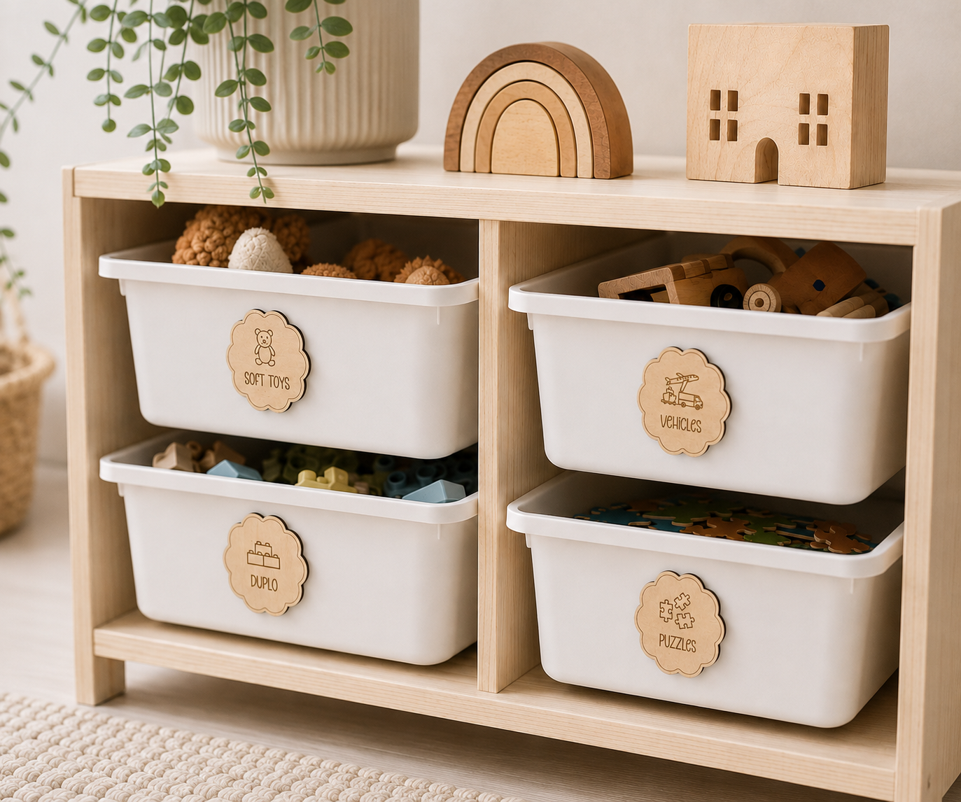 Wooden Toy Labels - Scallop