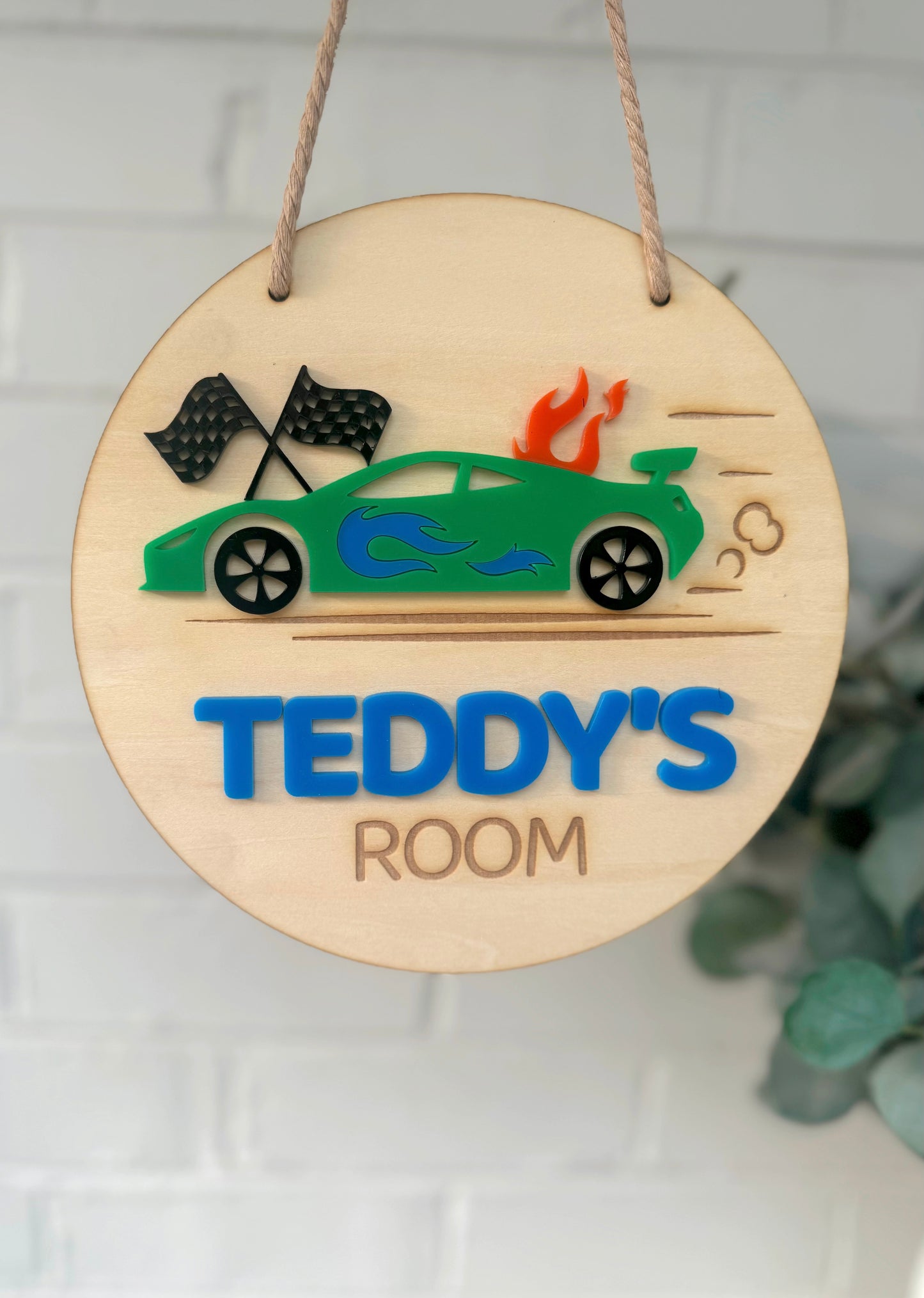 Racing Car Room Plaque
