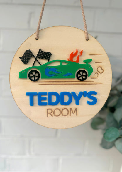 Racing Car Room Plaque