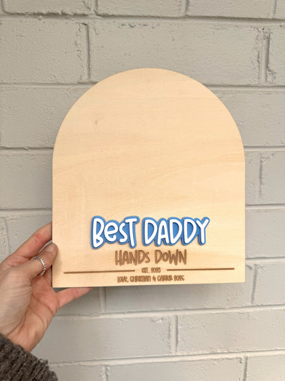 DIY Fathers Day Handprint Plaque