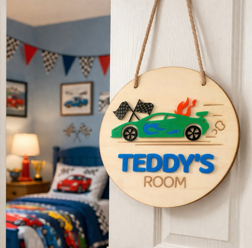 Racing Car Room Plaque