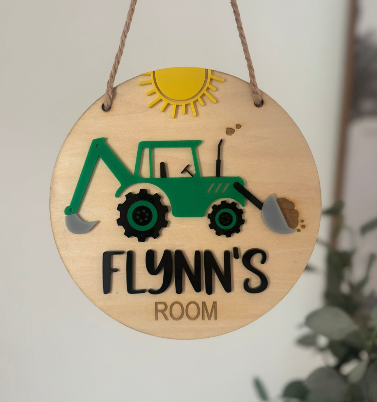 Construction Digger Room Sign