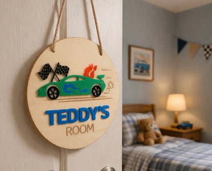Racing Car Room Plaque