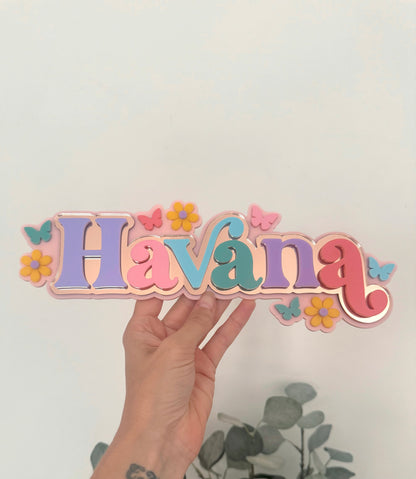 Flower & Butterfly Name Plaque