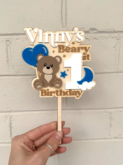 Beary First Birthday Cake Topper
