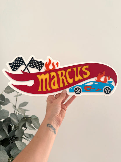 Hot Wheels Name Plaque