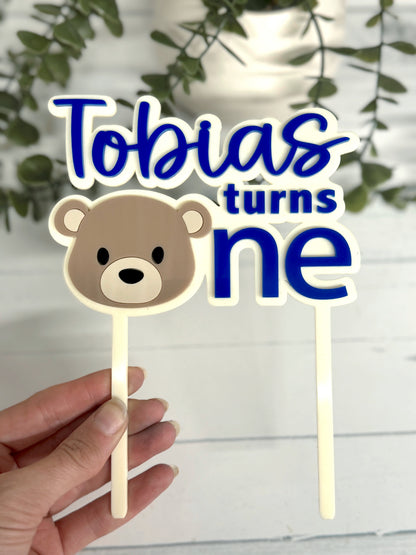 Beary First Cake Topper