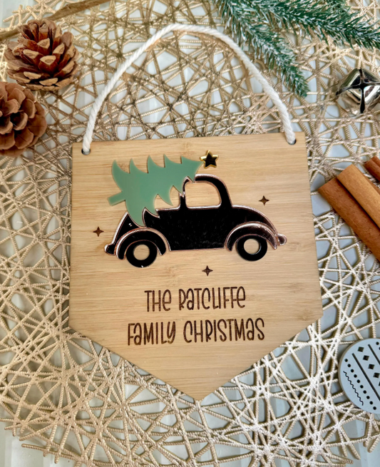 Retro Car Christmas Plaque