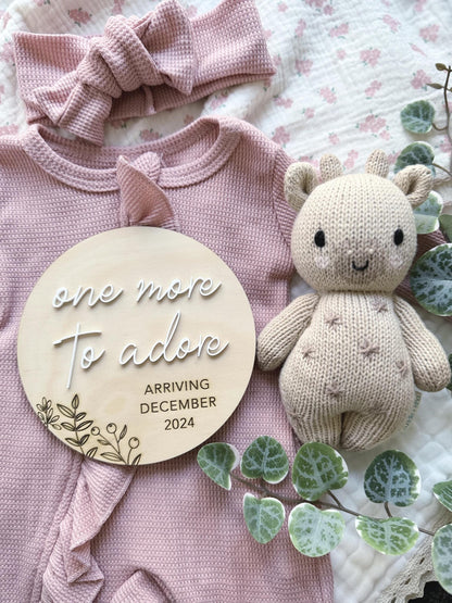 Pregnancy Announcement Plaque, One More to Adore