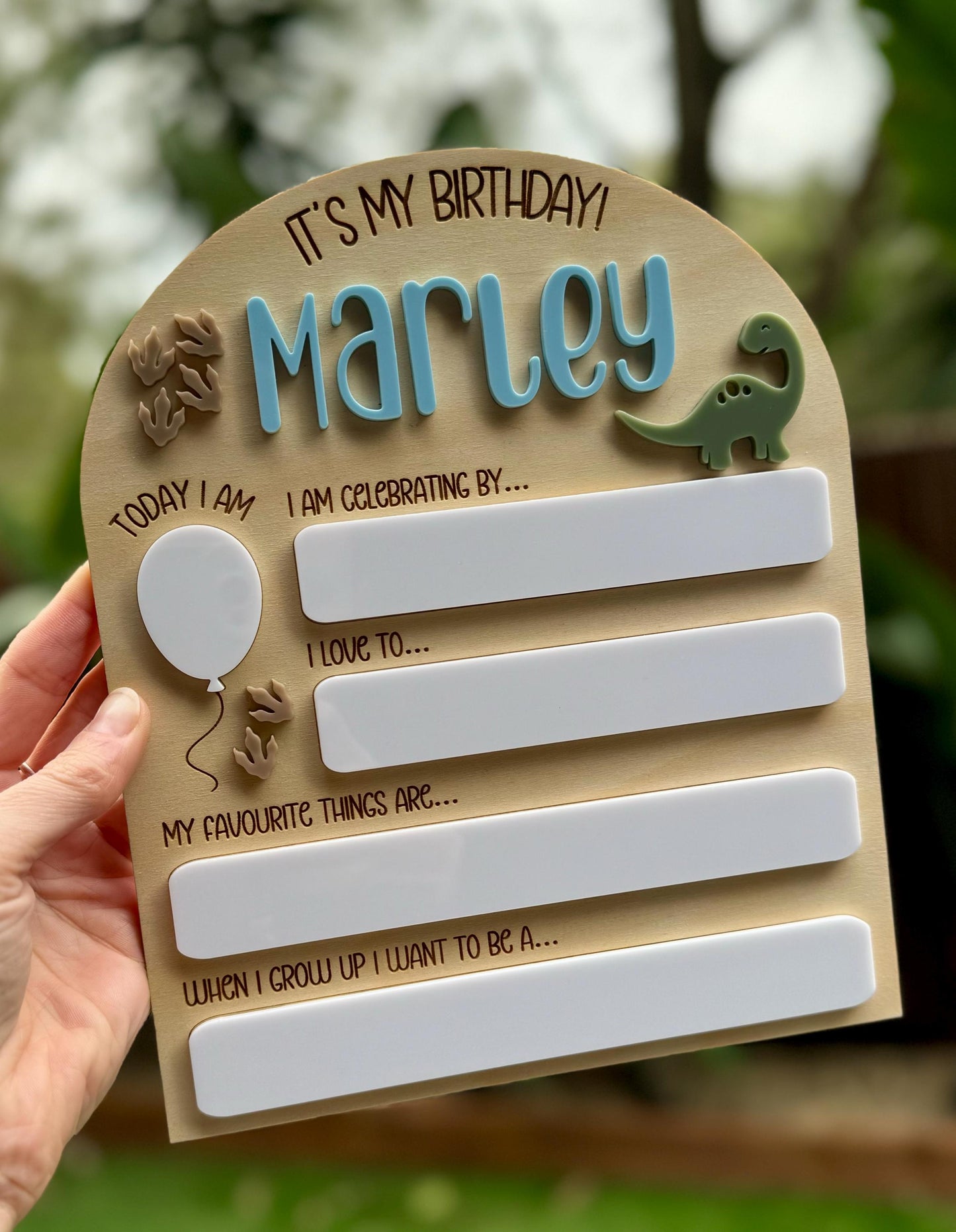 Personalised  "IT'S MY BIRTHDAY" Dino Birthday Board