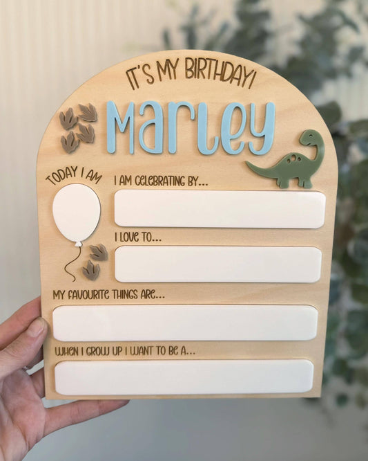 Personalised  "IT'S MY BIRTHDAY" Dino Birthday Board