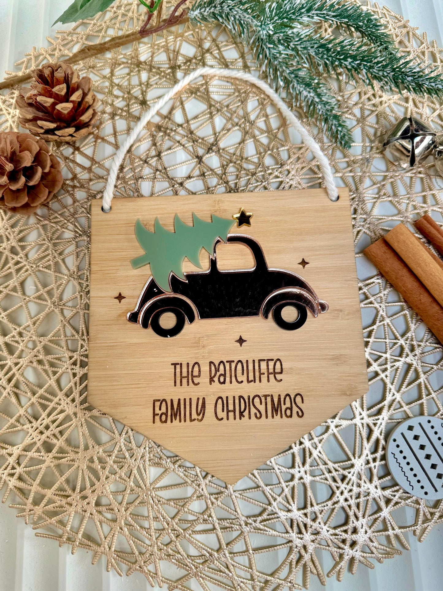 Family Christmas Retro Car Plaque