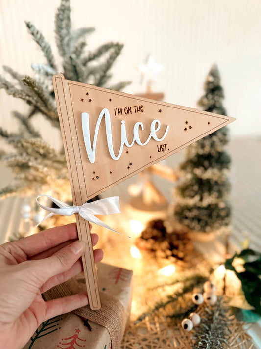 Christmas NICE LIST Wand/ Flag