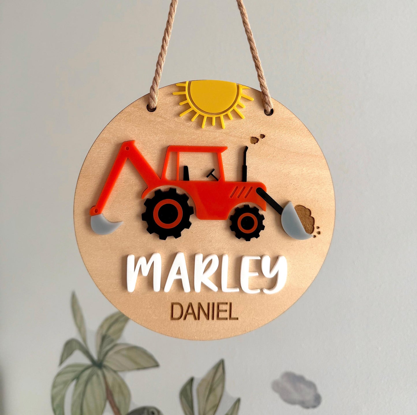 Construction Digger Room Sign