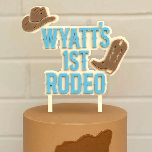 Cowboy First Rodeo Cake Topper