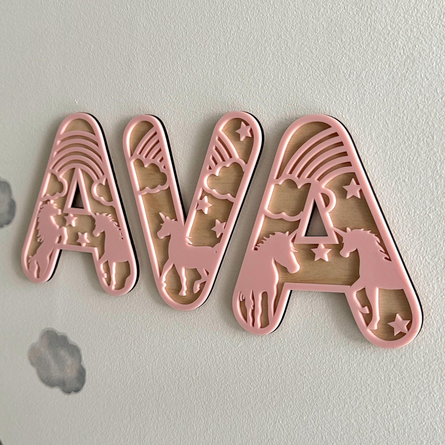 Unicorn Initial Name Plaque