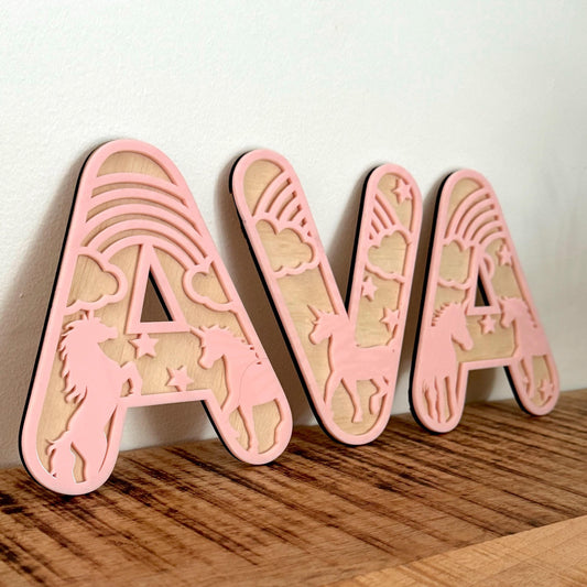 Unicorn Initial Name Plaque