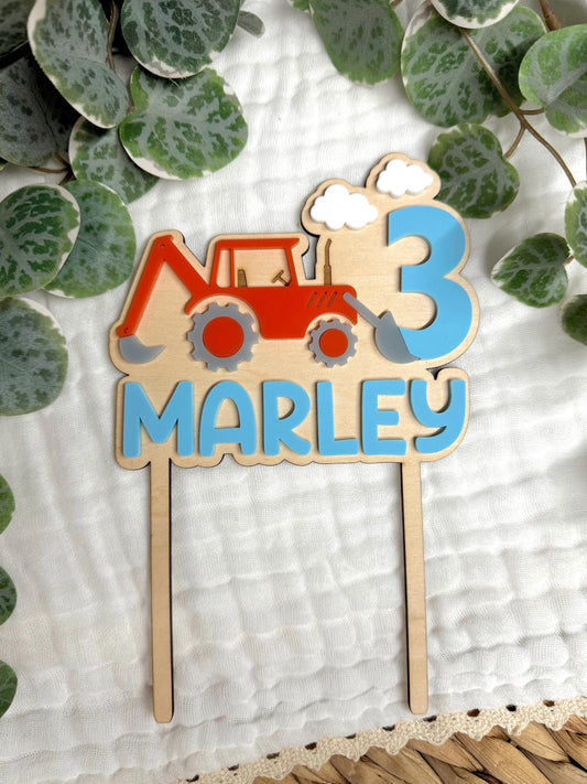 Construction Cake Topper - Wooden
