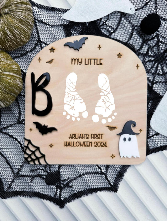 DIY Halloween Footprint Plaque