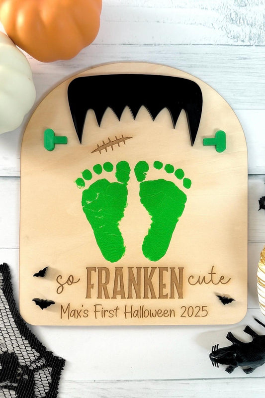 So Franken Cute Halloween Footprint Plaque