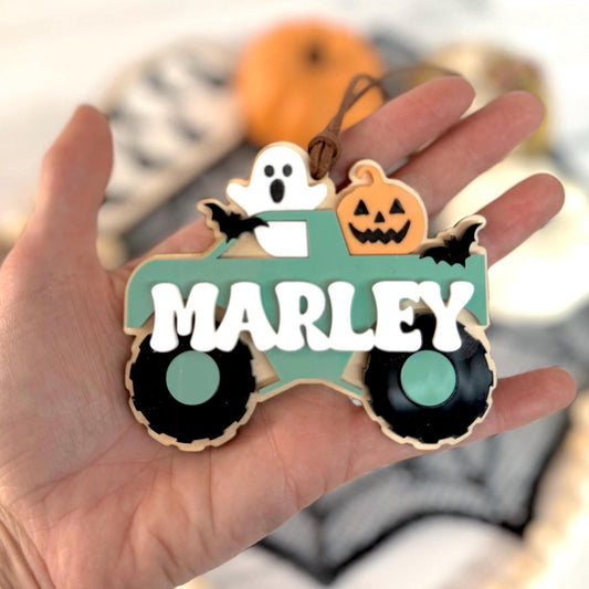 Monster Truck Boo Basket Tag