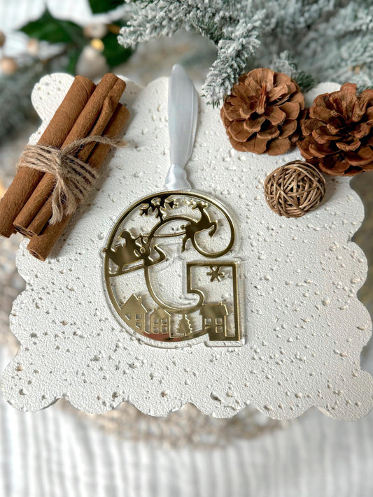 Santa Sleigh Initial Ornament