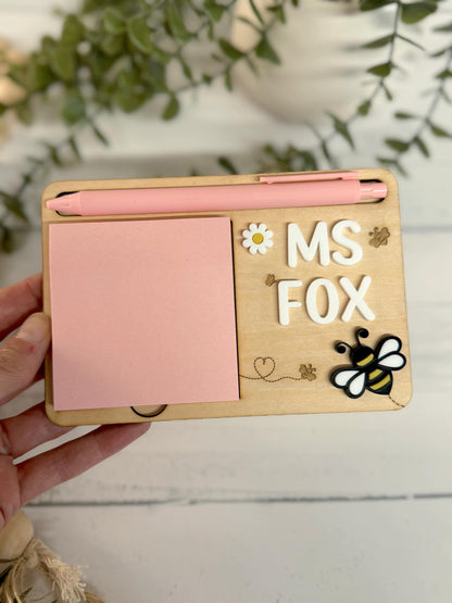 Personalised Post It Note Holder - Bee