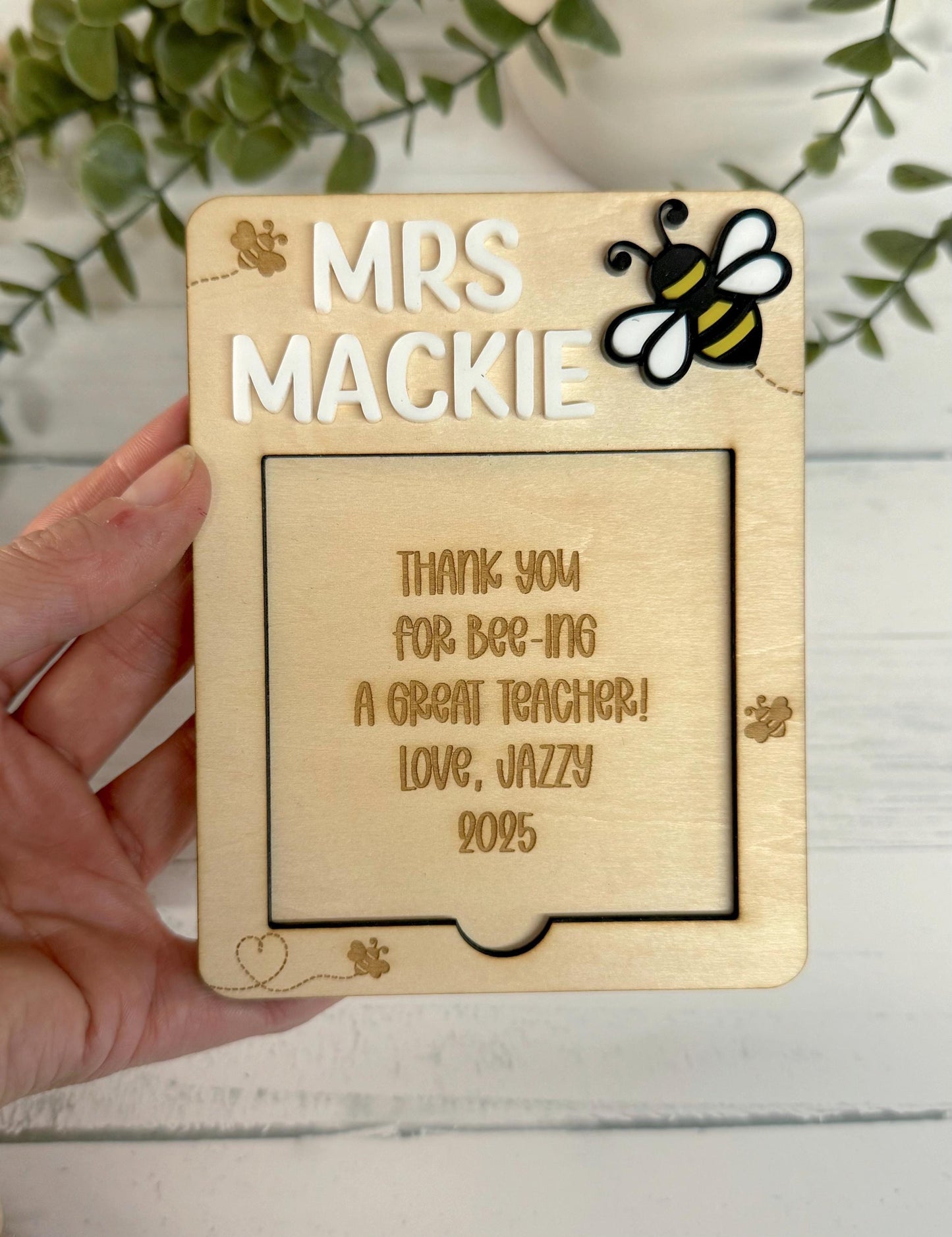 Personalised Post It Note Holder - Bee