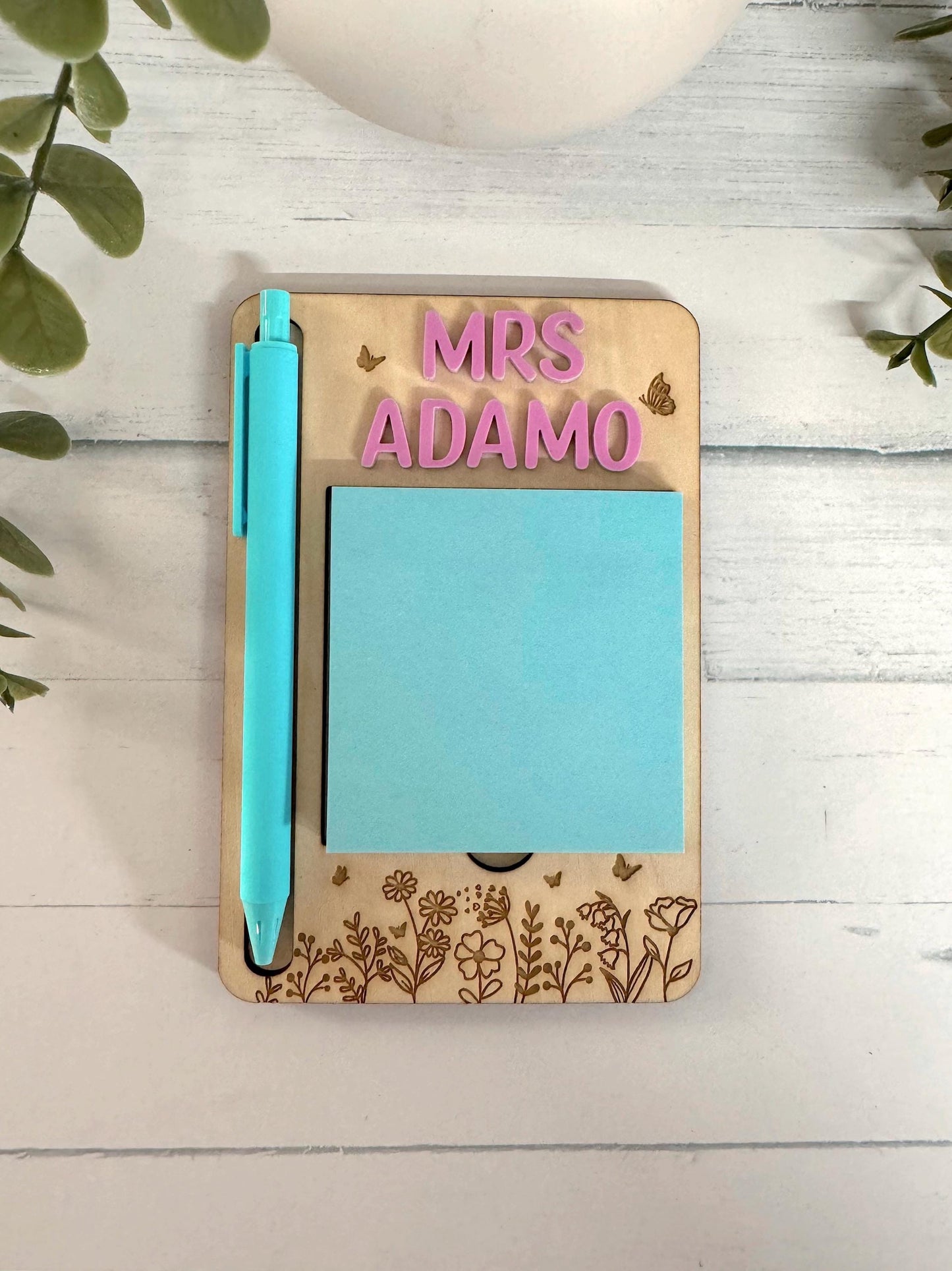 Personalised Post It Note Holder - Floral