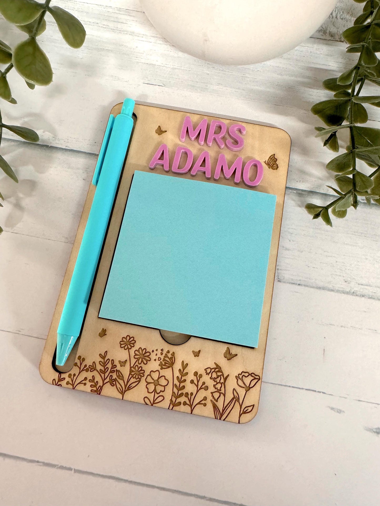 Personalised Post It Note Holder - Floral