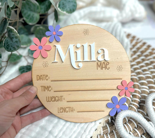 Baby Birth Announcement - Daisies