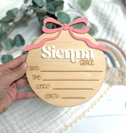 Baby Birth Announcement - Bow