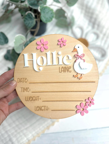 Baby Birth Announcement Plaque - Goose